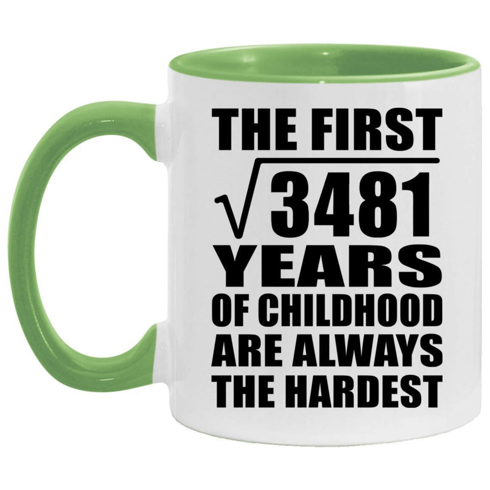 59th Birthday Square Root of 3481 Years of Childhood - 11oz Accent Mug Green