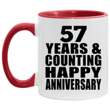 Happy 57th Anniversary 57 Years & Counting - 11oz Accent Mug Red