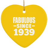 85th Birthday Fabulous Since 1939 - Heart Ornament