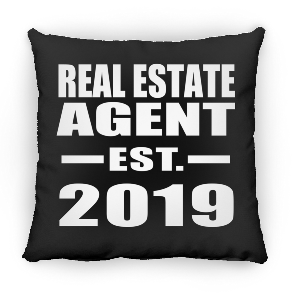Real Estate Agent Established EST. 2019 - Throw Pillow Black
