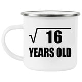 4th Birthday Square Root of 16 Years Old - 12oz Camping Mug
