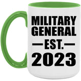 Military General Established EST. 2023 - 15oz Accent Mug Green