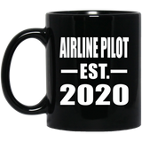 Airline Pilot Established EST. 2020 - 11oz Coffee Mug Black