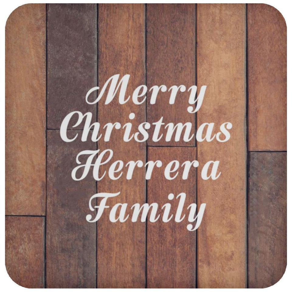 Merry Christmas Herrera Family - Drink Coaster E