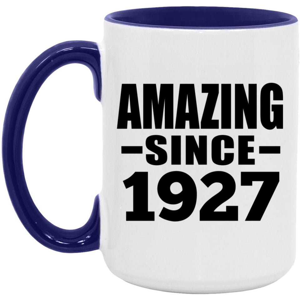 97th Birthday Amazing Since 1927 - 15oz Accent Mug Purple