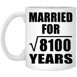90th Anniversary Married For Square Root of 8100 Years - 11oz Coffee Mug