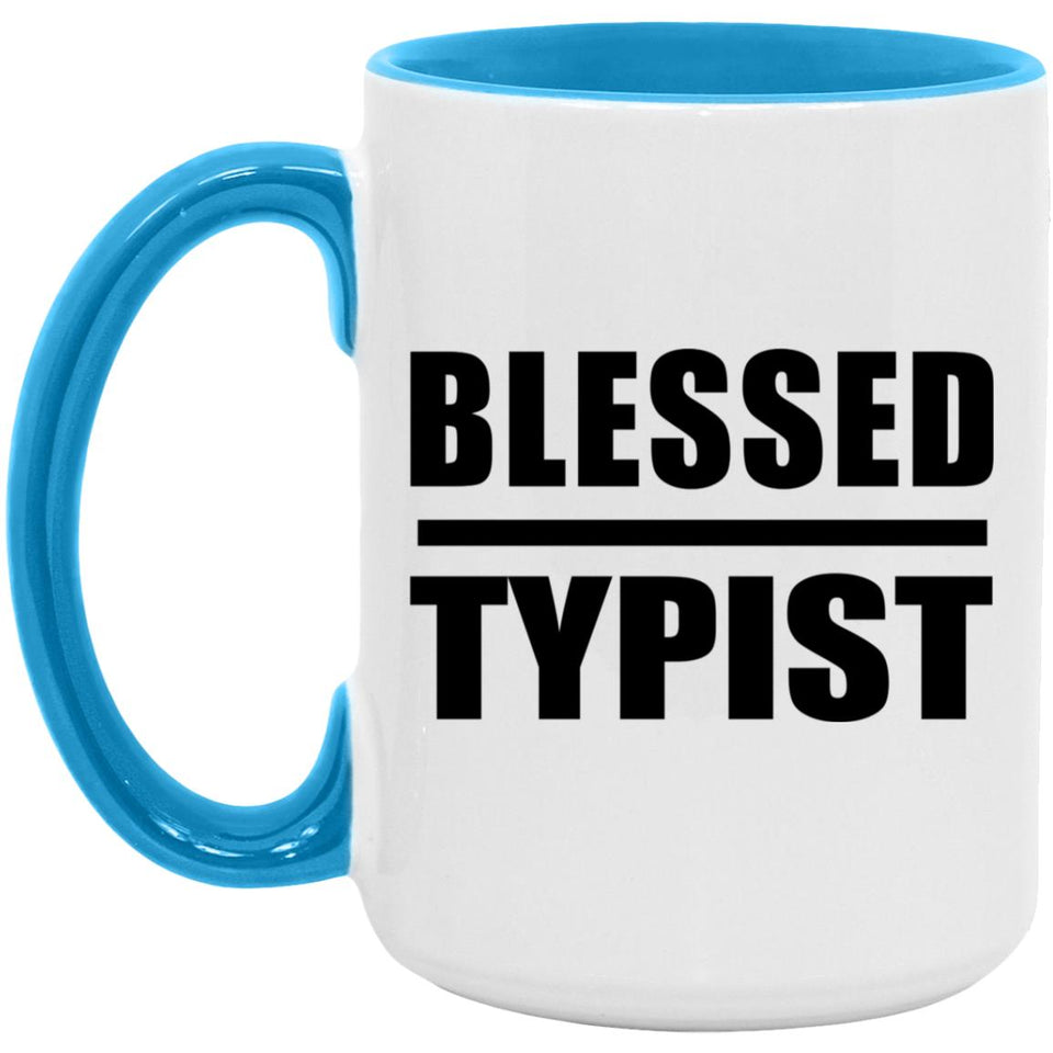 Blessed Typist - 15oz Accent Mug Blue