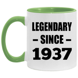87th Birthday Legendary Since 1937 - 11oz Accent Mug Green