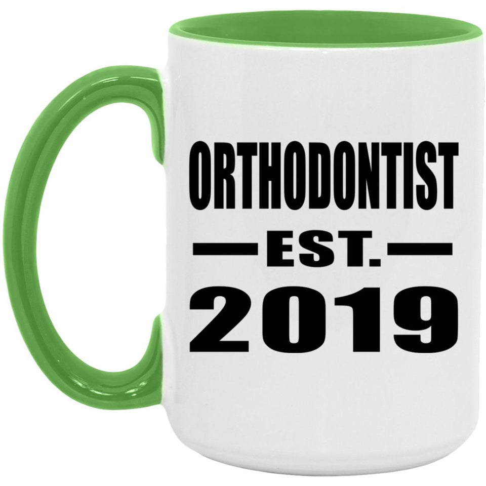 Orthodontist Established EST. 2019 - 15oz Accent Mug Green