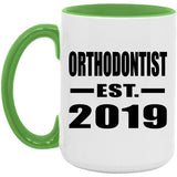 Orthodontist Established EST. 2019 - 15oz Accent Mug Green