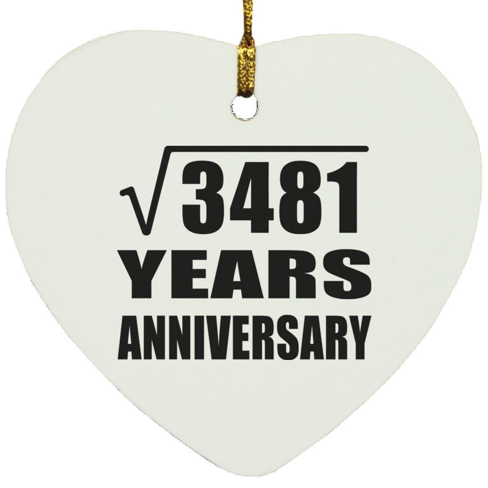 59th Anniversary Square Root of 3481 Years Anniversary - Heart Ornament