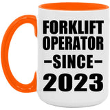 Forklift Operator Since 2023 - 15oz Accent Mug Orange