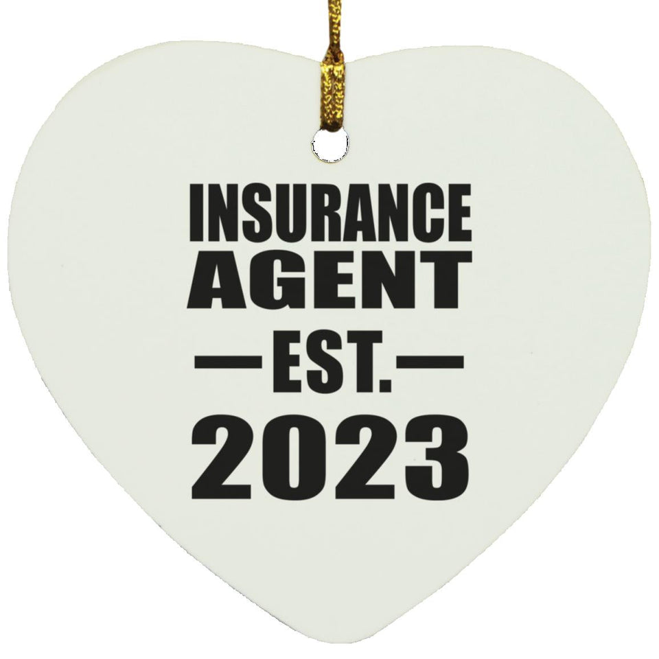 Insurance Agent Established EST. 2023 - Heart Ornament