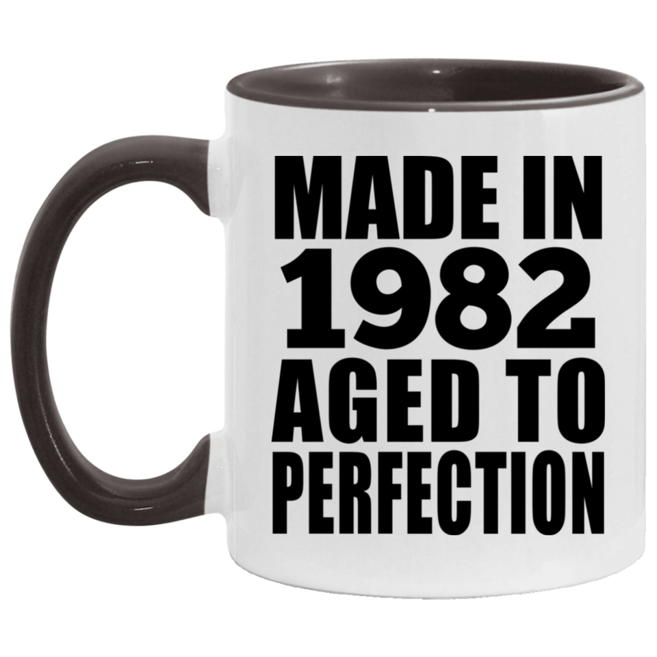 42nd Birthday Made In 1982 Aged to Perfection - 11oz Accent Mug Black