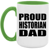 Proud Historian Dad - 15oz Accent Mug Green