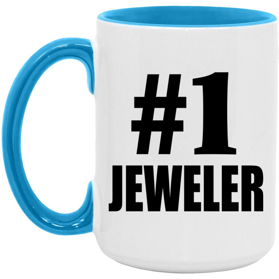 Number One #1 Jeweler - 15oz Accent Mug Blue