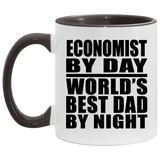 Economist By Day World's Best Dad By Night - 11oz Accent Mug Black