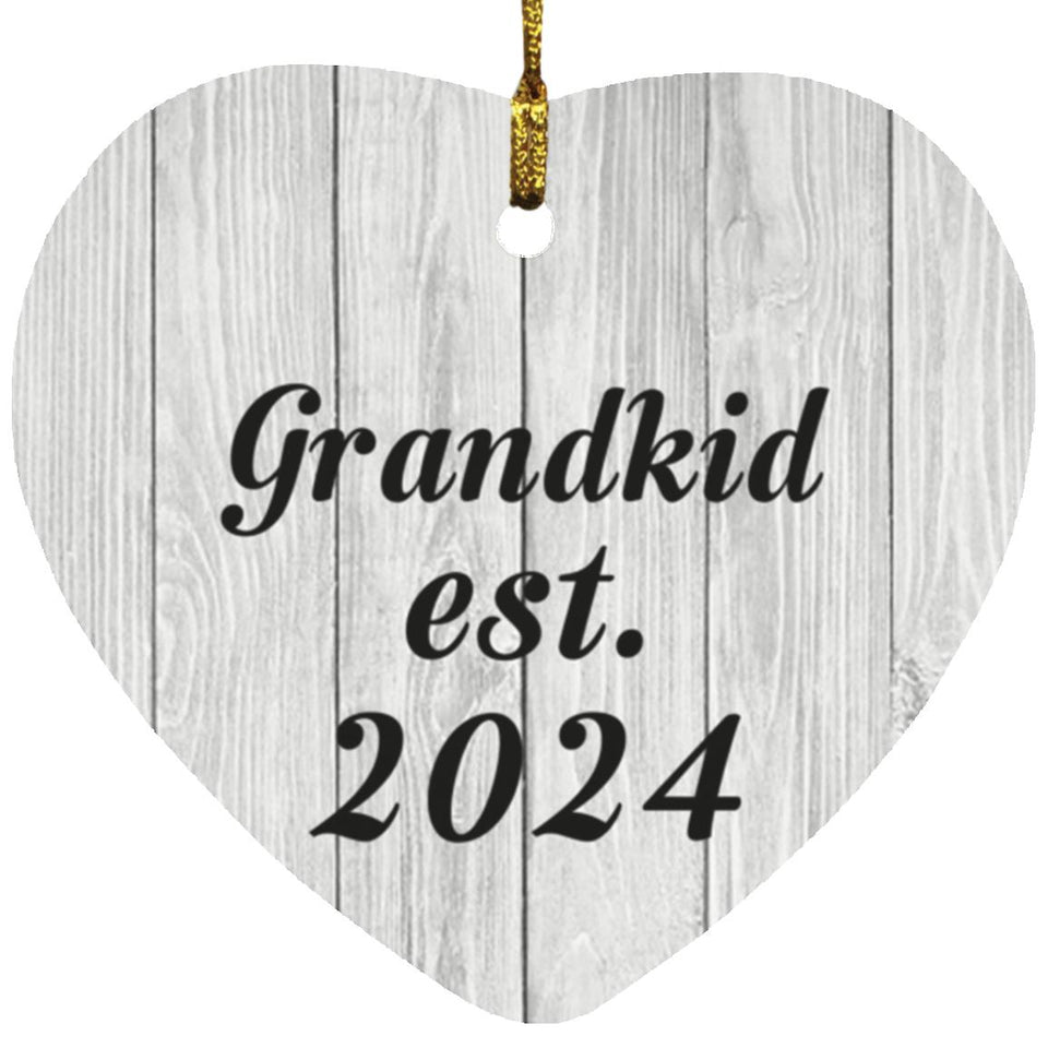 Grandkid Established Est. 2024 - Heart Ornament F
