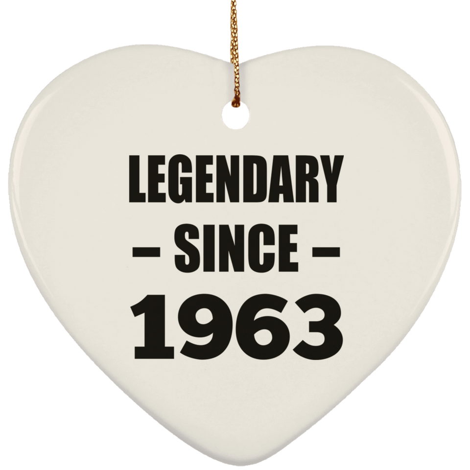 61st Birthday Legendary Since 1963 - Heart Ornament