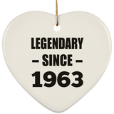 61st Birthday Legendary Since 1963 - Heart Ornament