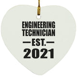 Engineering Technician Established EST. 2021 - Heart Ornament