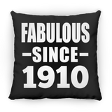 114th Birthday Fabulous Since 1910 - Throw Pillow Black
