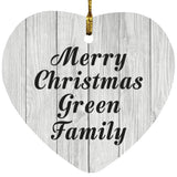 Merry Christmas Green Family - Heart Ornament F