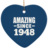 76th Birthday Amazing Since 1948 - Heart Ornament