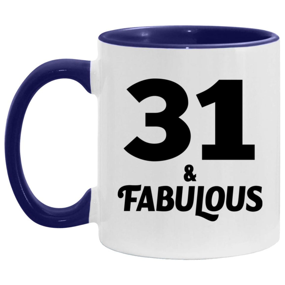 31st Birthday 31 & Fabulous - 11oz Accent Mug Purple