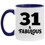 31st Birthday 31 & Fabulous - 11oz Accent Mug Purple