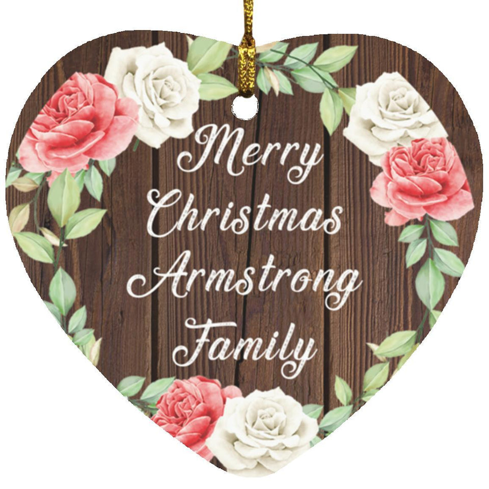 Merry Christmas Armstrong Family - Heart Ornament A