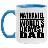 Nathaniel World's Okayest Dad - 11oz Accent Mug Blue