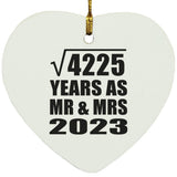 65th Anniversary Square Root of 4225 Years As Mr & Mrs 2023 - Heart Ornament