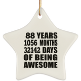 88th Birthday 88 Years 1056 Months 32142 Days Of Awesome - Star Ornament