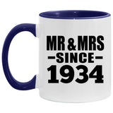 90th Anniversary Mr & Mrs Since 1934 - 11oz Accent Mug Purple