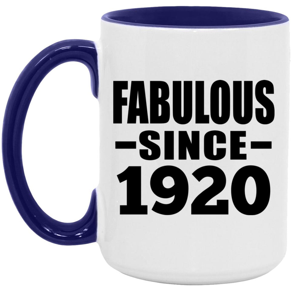 104th Birthday Fabulous Since 1920 - 15oz Accent Mug Purple