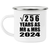 16th Anniversary Square Root of 256 Years As Mr & Mrs 2024 - 12oz Camping Mug