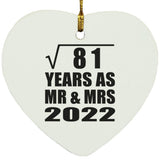 9th Anniversary Square Root of 81 Years As Mr & Mrs 2022 - Heart Ornament