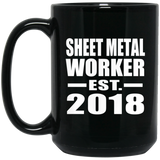 Sheet Metal Worker Established EST. 2018 - 15 Oz Coffee Mug Black