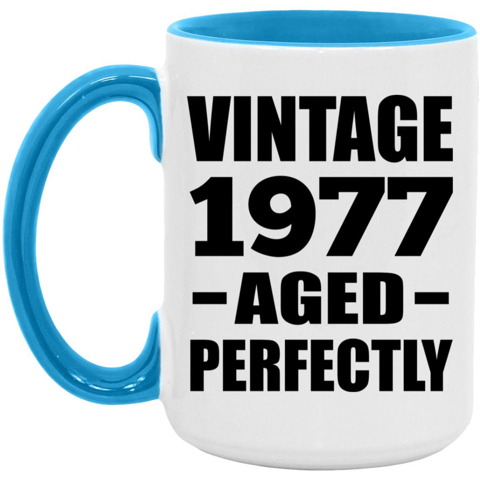47th Birthday Vintage 1977 Aged Perfectly - 15oz Accent Mug Blue