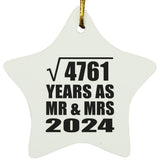 69th Anniversary Square Root of 4761 Years As Mr & Mrs 2024 - Star Ornament