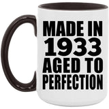 91st Birthday Made In 1933 Aged to Perfection - 15oz Accent Mug Black