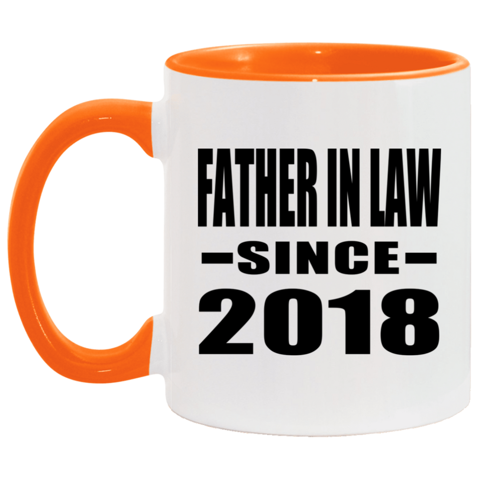 Father In Law Since 2018 - 11oz Accent Mug Orange