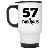 57th Birthday 57 & Fabulous - White Travel Mug