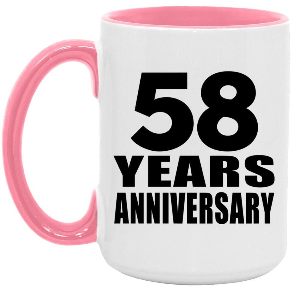 58th Anniversary 58 Years Anniversary - 15oz Accent Mug Pink