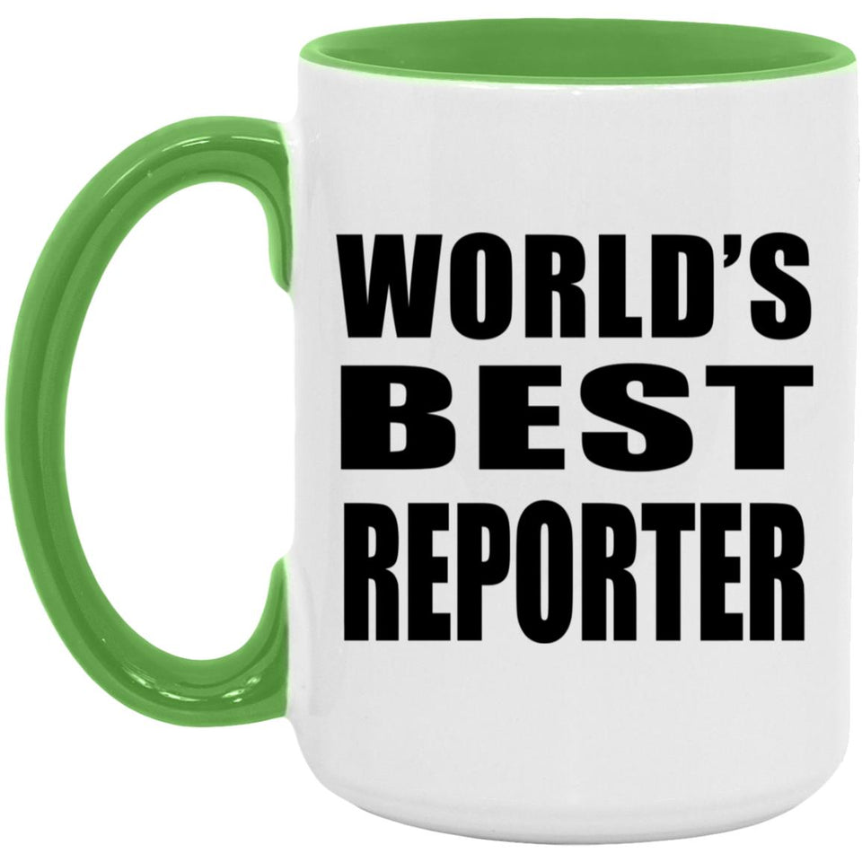 World's Best Reporter - 15oz Accent Mug Green