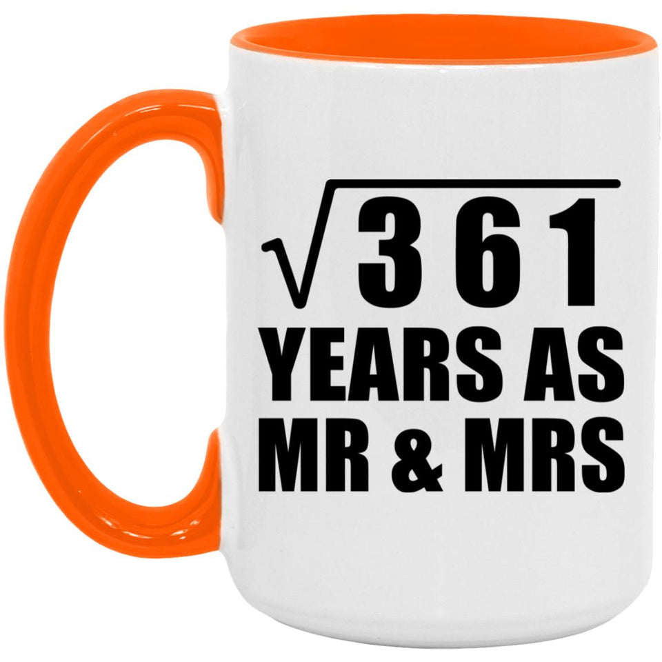 19th Anniversary Square Root of 361 Years As Mr & Mrs - 15oz Accent Mug Orange
