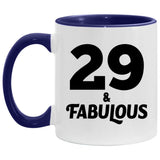 29th Birthday 29 & Fabulous - 11oz Accent Mug Purple