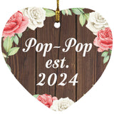 Pop Pop Established Est. 2024 - Heart Ornament A