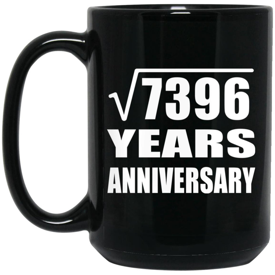 86th Anniversary Square Root of 7396 Years Anniversary - 15oz Coffee Mug Black